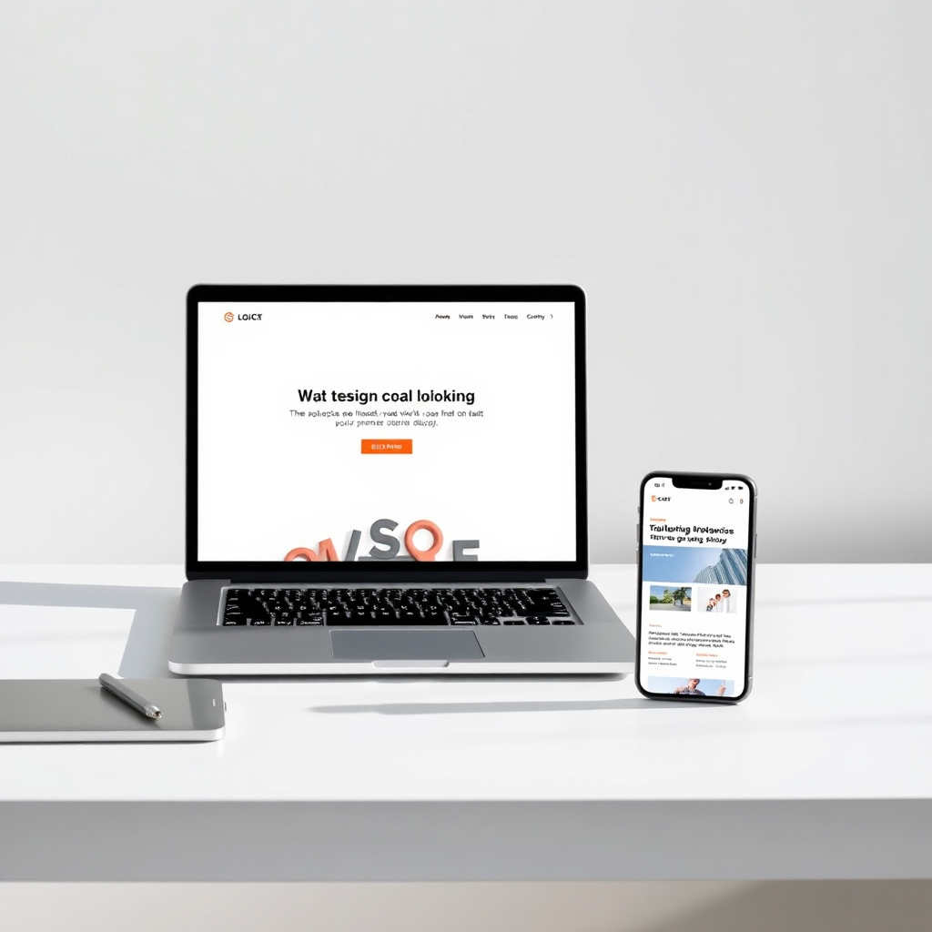 Hero desk with website design mockups